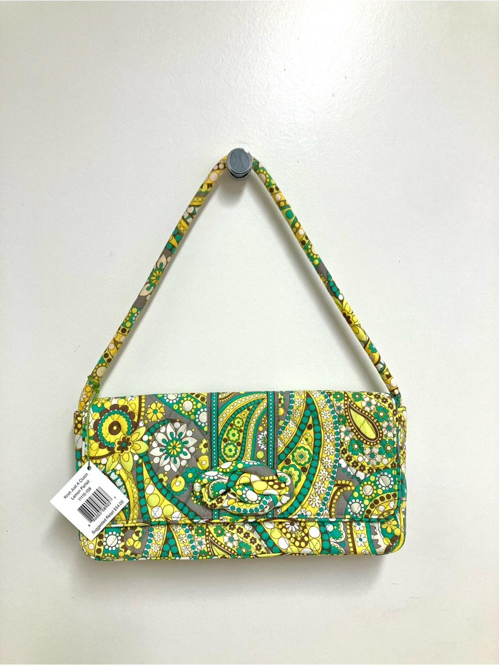 Vera Bradley Yellow Green Paisley Quilted Shoulder Bag
